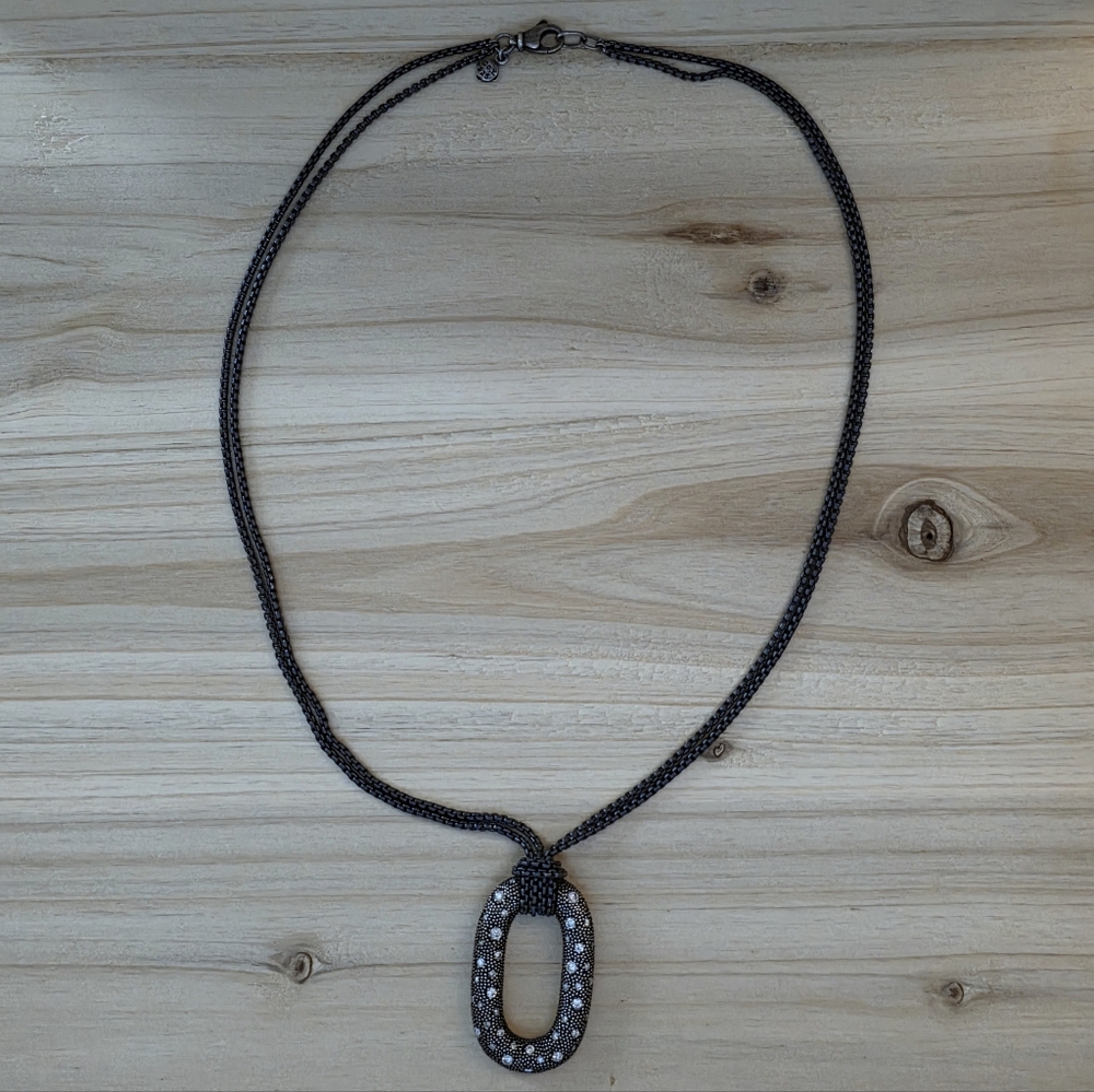 David Yurman Midnight Melange Oval Pendant Necklace